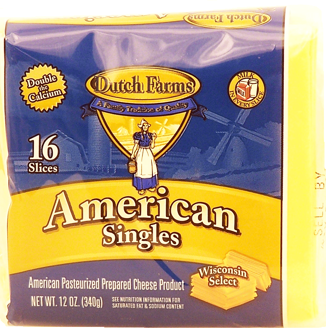 Dutch Farms  american pasteurized prepared cheese product, wisconsin select, 16 individually wrapped slices Full-Size Picture